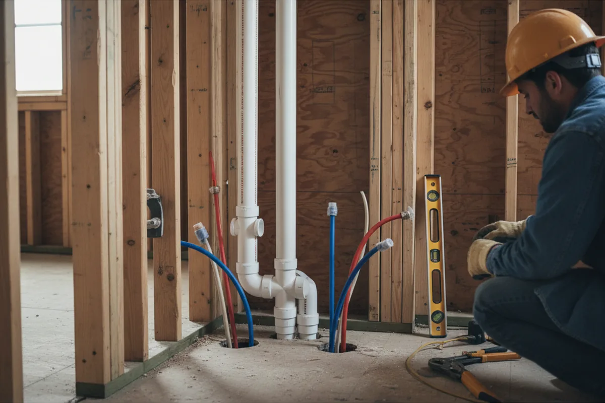 Drain and supply rough-in during Sump Pump Repair in Dendron