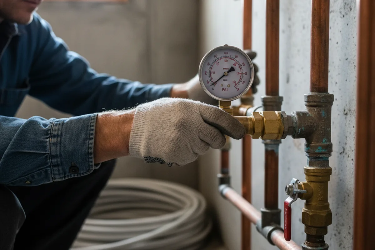 Pressure testing a repaired line during Water Line Repair in Dendron